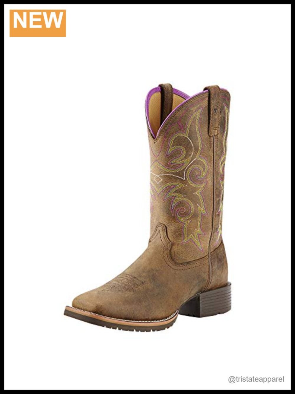 Women's Western Boots Mid-Calf Pull-On Leather Embroidered Work Boots